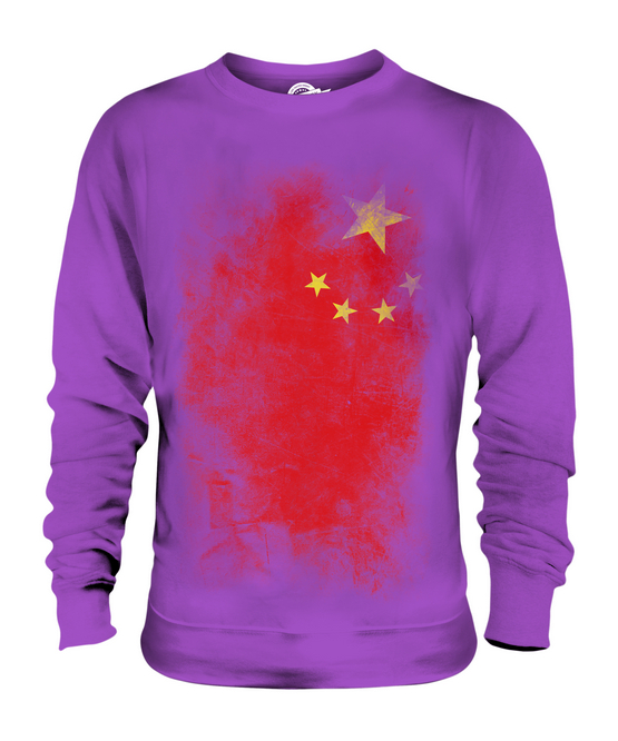 CHINA FADED FLAG UNISEX SWEATER TOP ZH?NGGUÓ PEOPLES REPUBLIC