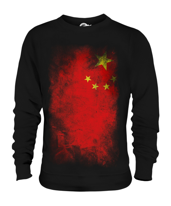 CHINA FADED FLAG UNISEX SWEATER TOP ZH?NGGUÓ PEOPLES REPUBLIC