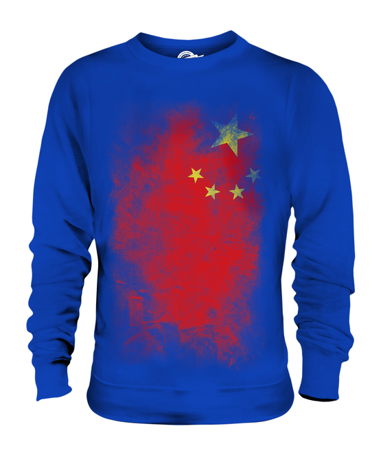 CHINA FADED FLAG UNISEX SWEATER TOP ZH?NGGUÓ PEOPLES REPUBLIC