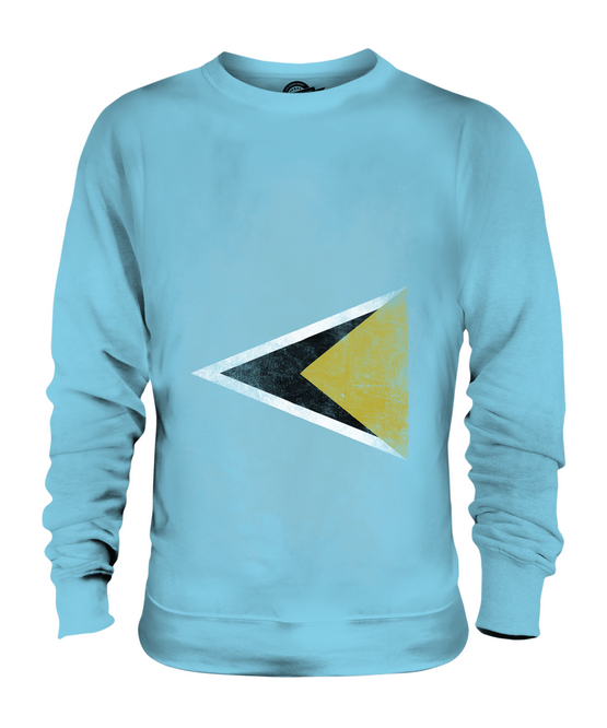 SAINT LUCIA DISTRESSED FLAG UNISEX SWEATER TOP ST. LUCIA SHIRT JERSEY GIFT