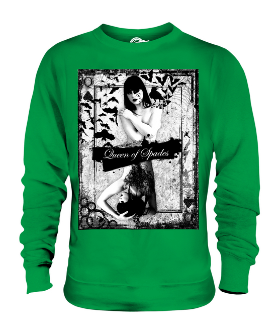 QUEEN OF SPADES UNISEX SWEATER MENS WOMENS LADIES TOP GIFT GOTHIC PUNK
