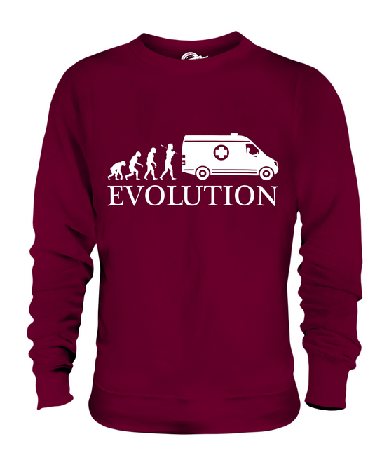 AMBULANCE EVOLUTION OF MAN UNISEX SWEATER TOP GIFT NHS DRIVER - Picture 6 of 16