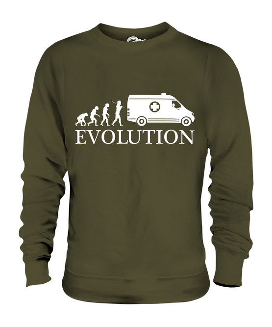 AMBULANCE EVOLUTION OF MAN UNISEX SWEATER TOP GIFT NHS DRIVER - Picture 12 of 16