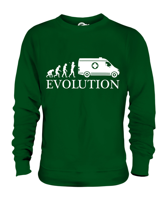 AMBULANCE EVOLUTION OF MAN UNISEX SWEATER TOP GIFT NHS DRIVER - Picture 11 of 16