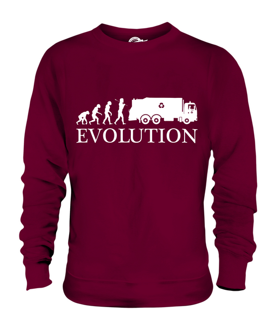 GARBAGE TRUCK EVOLUTION OF MAN UNISEX SWEATER TOP GIFT DRIVER RUBBISH - Picture 6 of 16