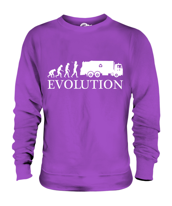GARBAGE TRUCK EVOLUTION OF MAN UNISEX SWEATER TOP GIFT DRIVER RUBBISH - Picture 15 of 16