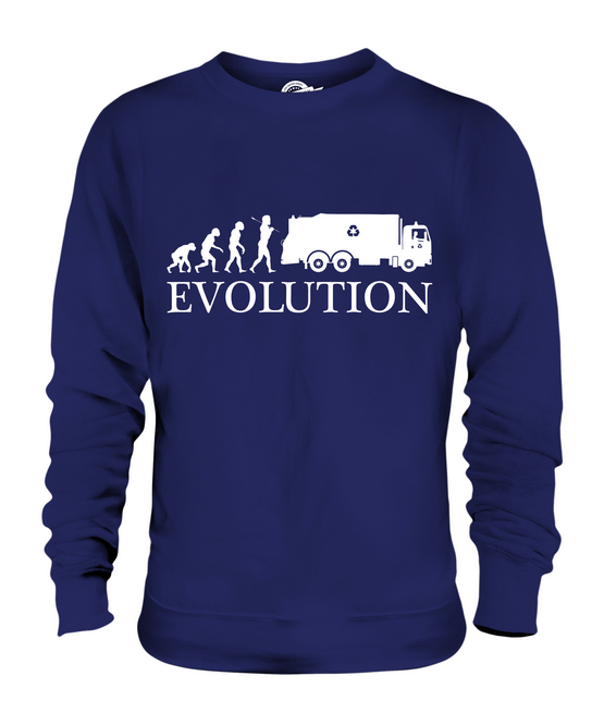 GARBAGE TRUCK EVOLUTION OF MAN UNISEX SWEATER TOP GIFT DRIVER RUBBISH - Picture 5 of 16