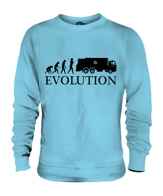 GARBAGE TRUCK EVOLUTION OF MAN UNISEX SWEATER TOP GIFT DRIVER RUBBISH - Picture 13 of 16