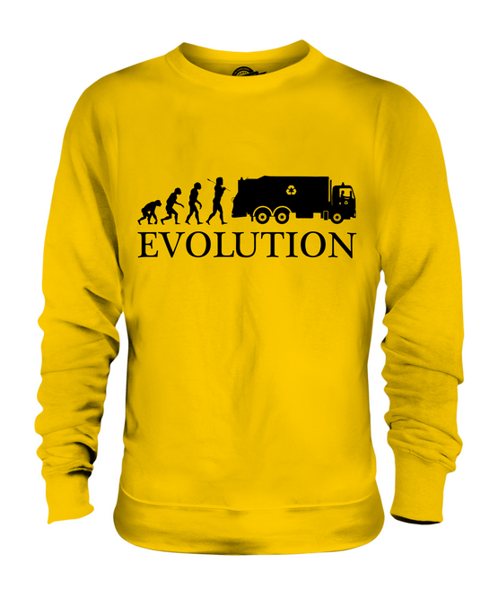 GARBAGE TRUCK EVOLUTION OF MAN UNISEX SWEATER TOP GIFT DRIVER RUBBISH - Picture 9 of 16