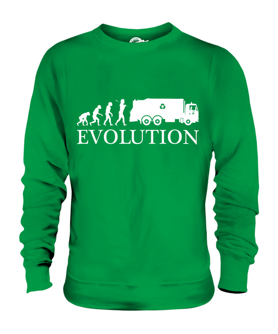 GARBAGE TRUCK EVOLUTION OF MAN UNISEX SWEATER TOP GIFT DRIVER RUBBISH - Picture 10 of 16