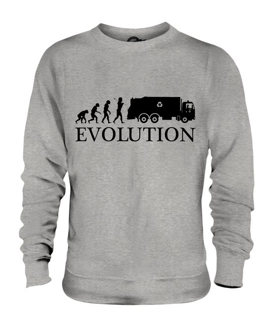 GARBAGE TRUCK EVOLUTION OF MAN UNISEX SWEATER TOP GIFT DRIVER RUBBISH - Picture 4 of 16