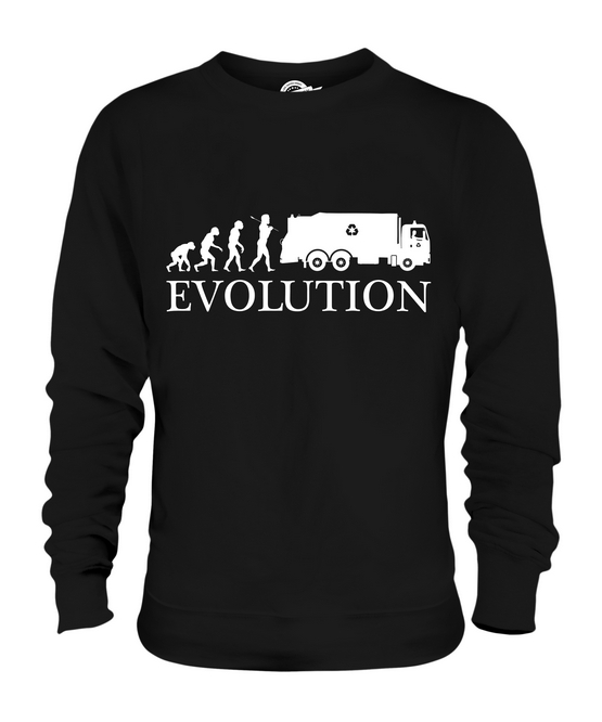 GARBAGE TRUCK EVOLUTION OF MAN UNISEX SWEATER TOP GIFT DRIVER RUBBISH - Picture 3 of 16