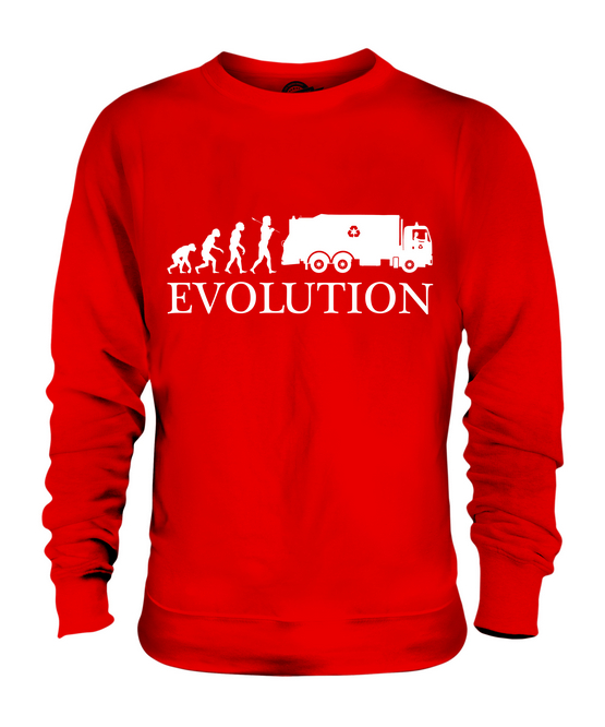 GARBAGE TRUCK EVOLUTION OF MAN UNISEX SWEATER TOP GIFT DRIVER RUBBISH - Picture 7 of 16