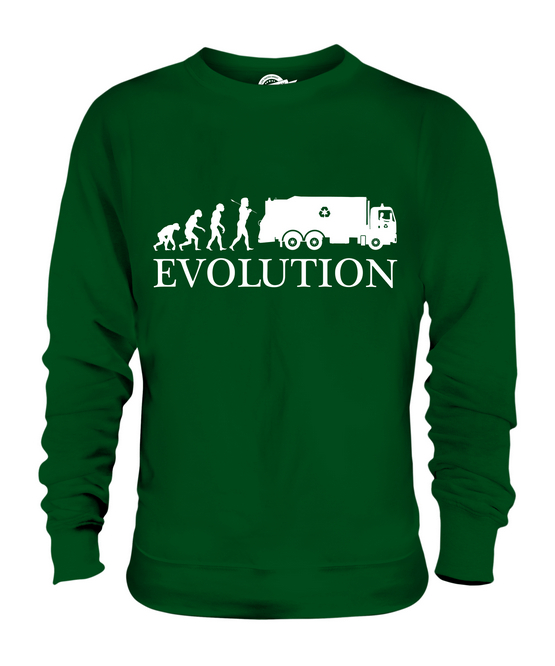 GARBAGE TRUCK EVOLUTION OF MAN UNISEX SWEATER TOP GIFT DRIVER RUBBISH - Picture 11 of 16