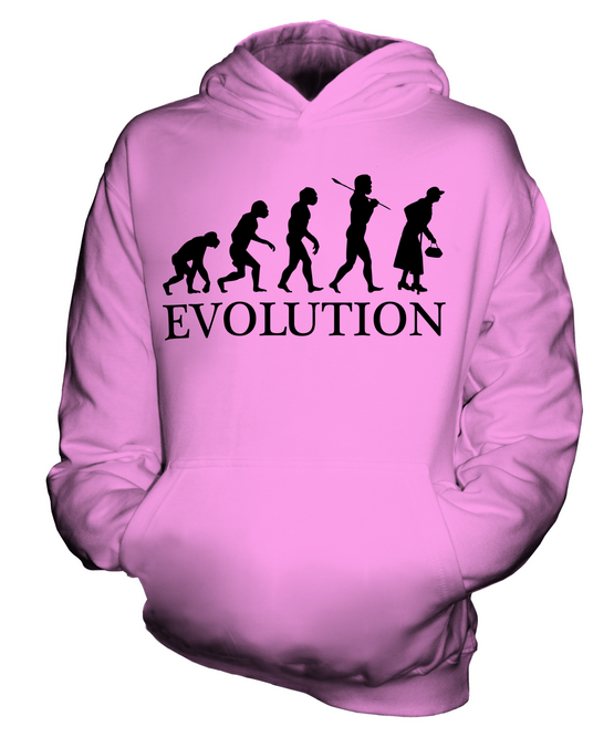 OLDER WOMAN EVOLUTION OF MAN KIDS HOODIE HOODIE BOYS GIRLS - Picture 14 of 14