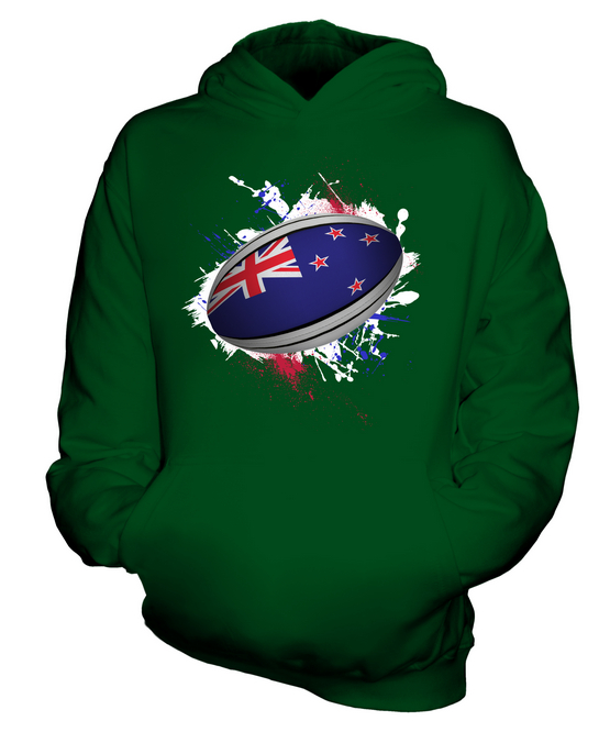 NEW ZEALAND RUGBY BALL KIDS HOODIE HOODIE BOYS GIRLS TODDLER - Picture 10 of 14