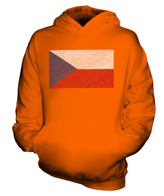 CZECH REPUBLIC DOODLED FLAG KIDS HOODIE HOODIE BOYS GIRLS - Picture 8 of 14