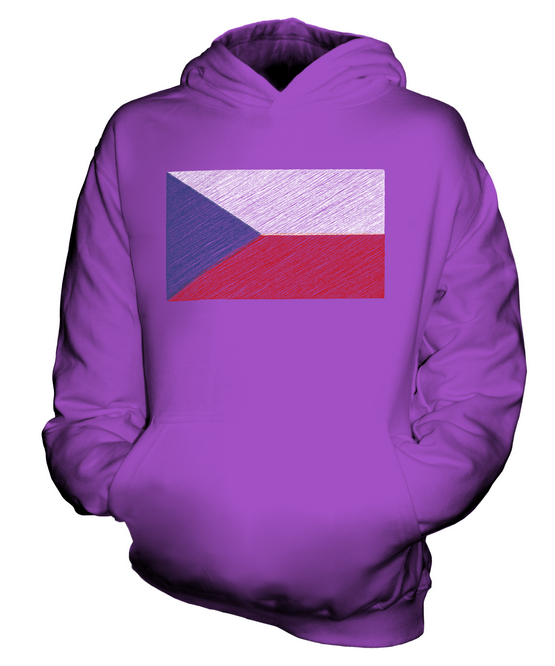 CZECH REPUBLIC DOODLED FLAG KIDS HOODIE HOODIE BOYS GIRLS - Picture 13 of 14