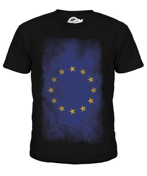 EUROPEAN UNION FADED FLAG KIDS T-SHIRT TEE TOP FOOTBALL GIFT SHIRT CLOTHING